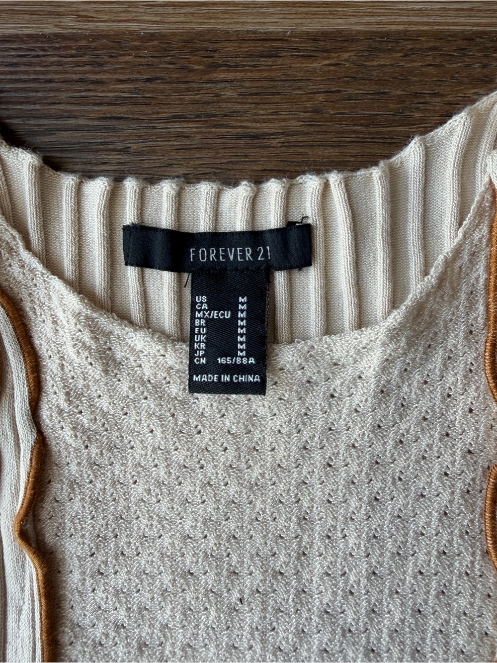 Forever 21 Cream Ribbed Ruffle-Trim Knit Tank - Picture 3 of 5